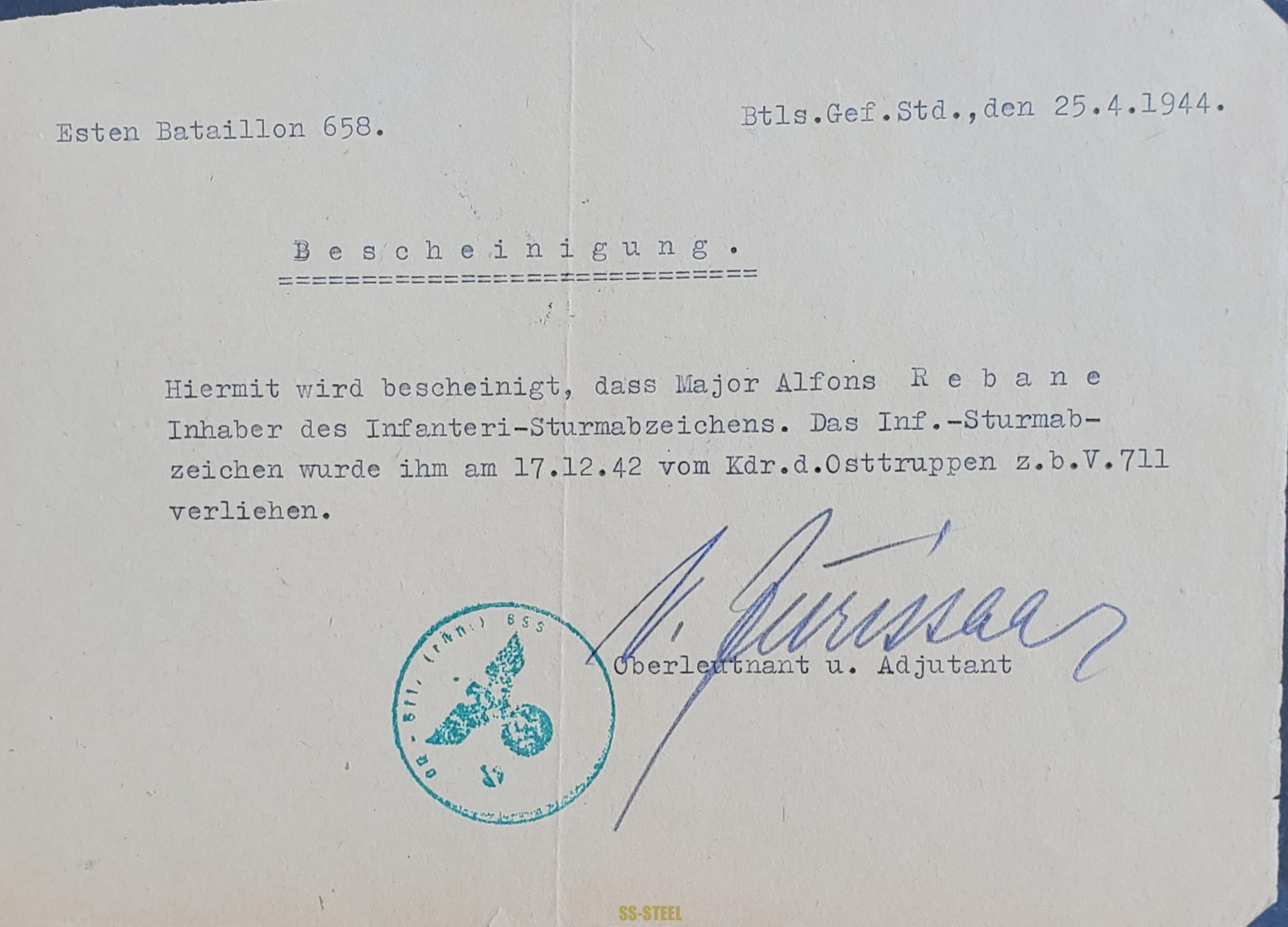 (M.S.) Tunic and Personal Effects Attributed to Estonian-SS Waffen-Standartenführer Alfons Rebane - Image 21