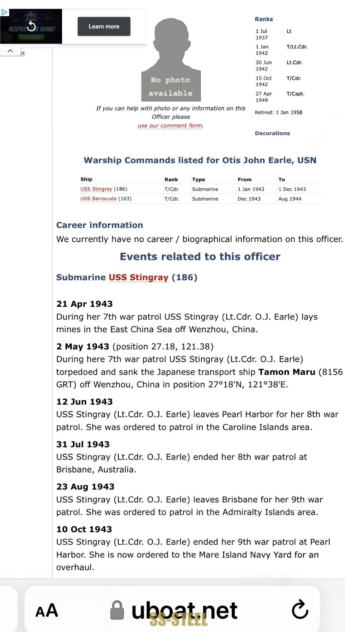 US Navy Captain Submarine Commander Named Visor - Image 12