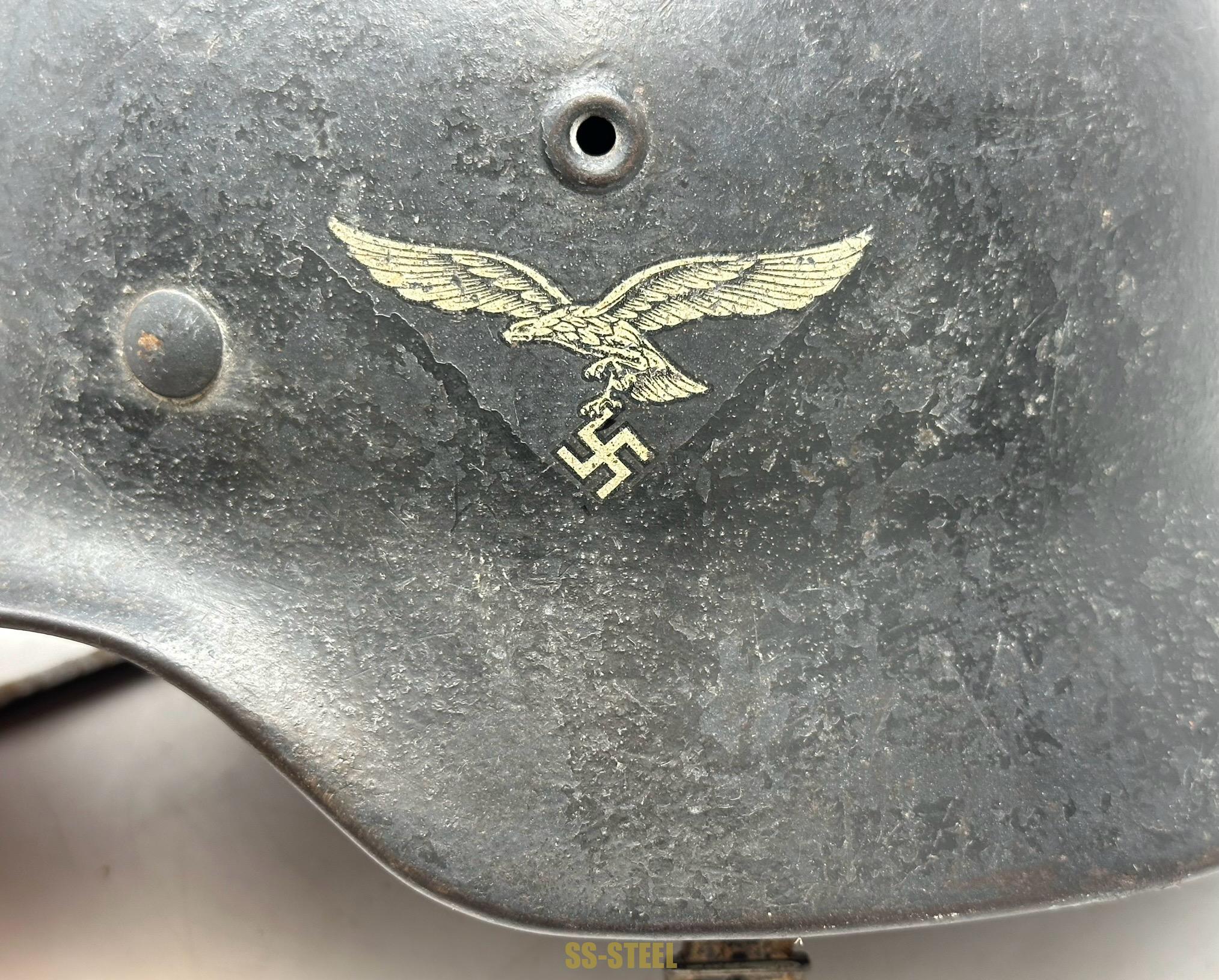 Luftwaffe M40 Single D Flak Camo Helmet Named - Image 15