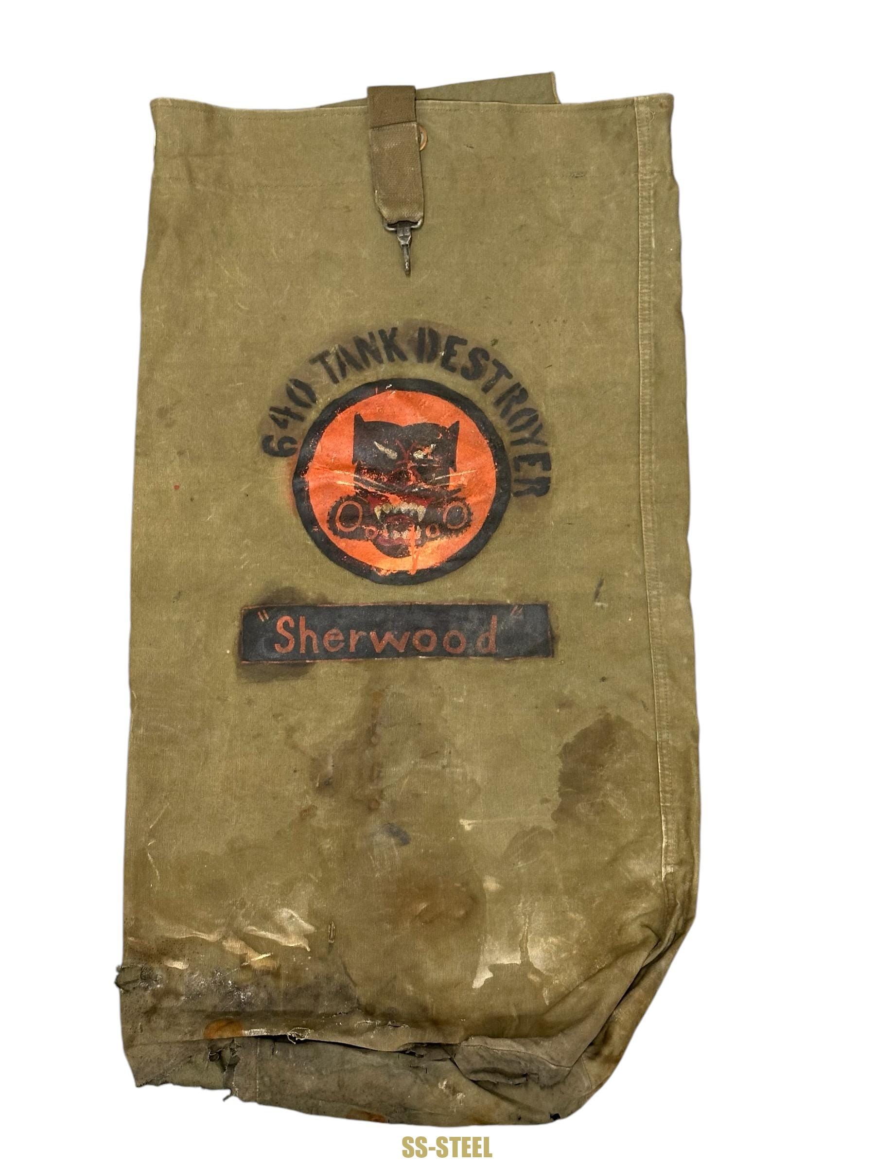 (G.B.) WWII US Tank Helmet w/ Vet Painted Sea Bag - Image 17