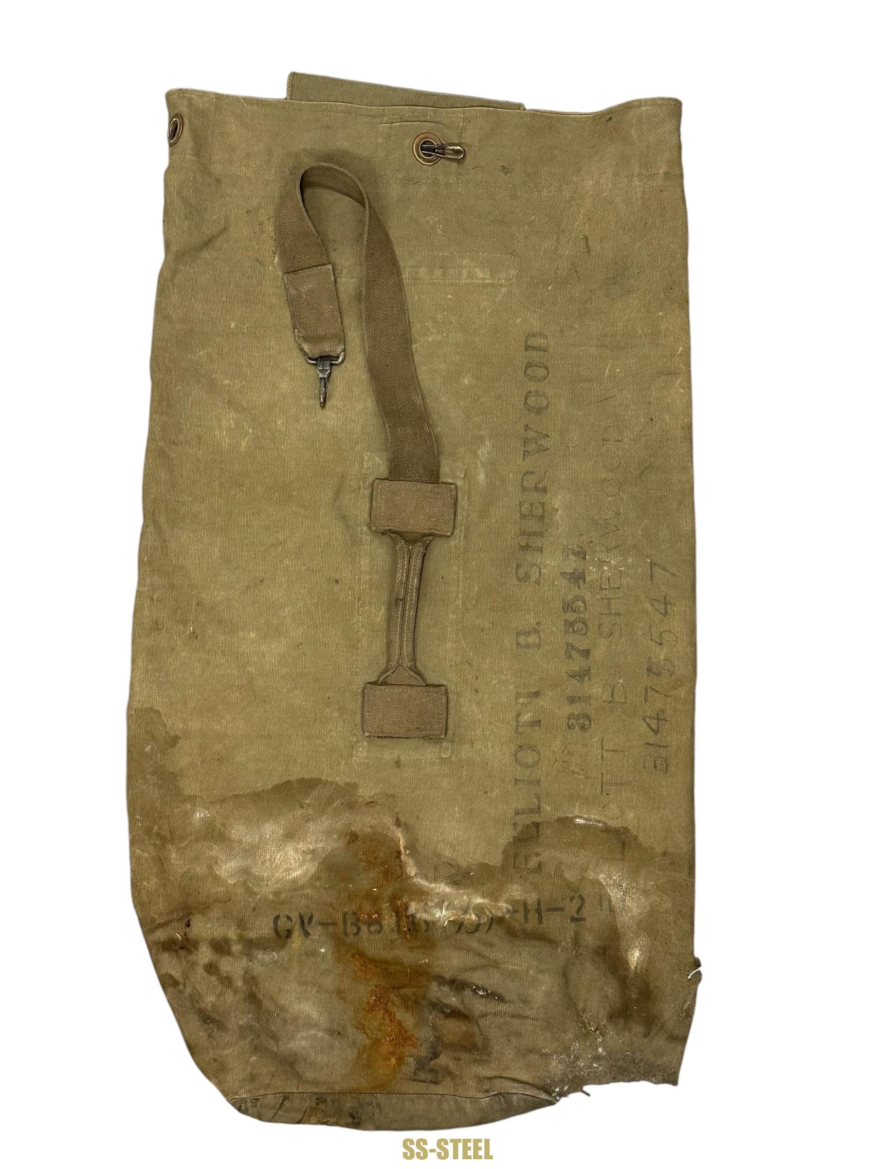 (G.B.) WWII US Tank Helmet w/ Vet Painted Sea Bag - Image 18