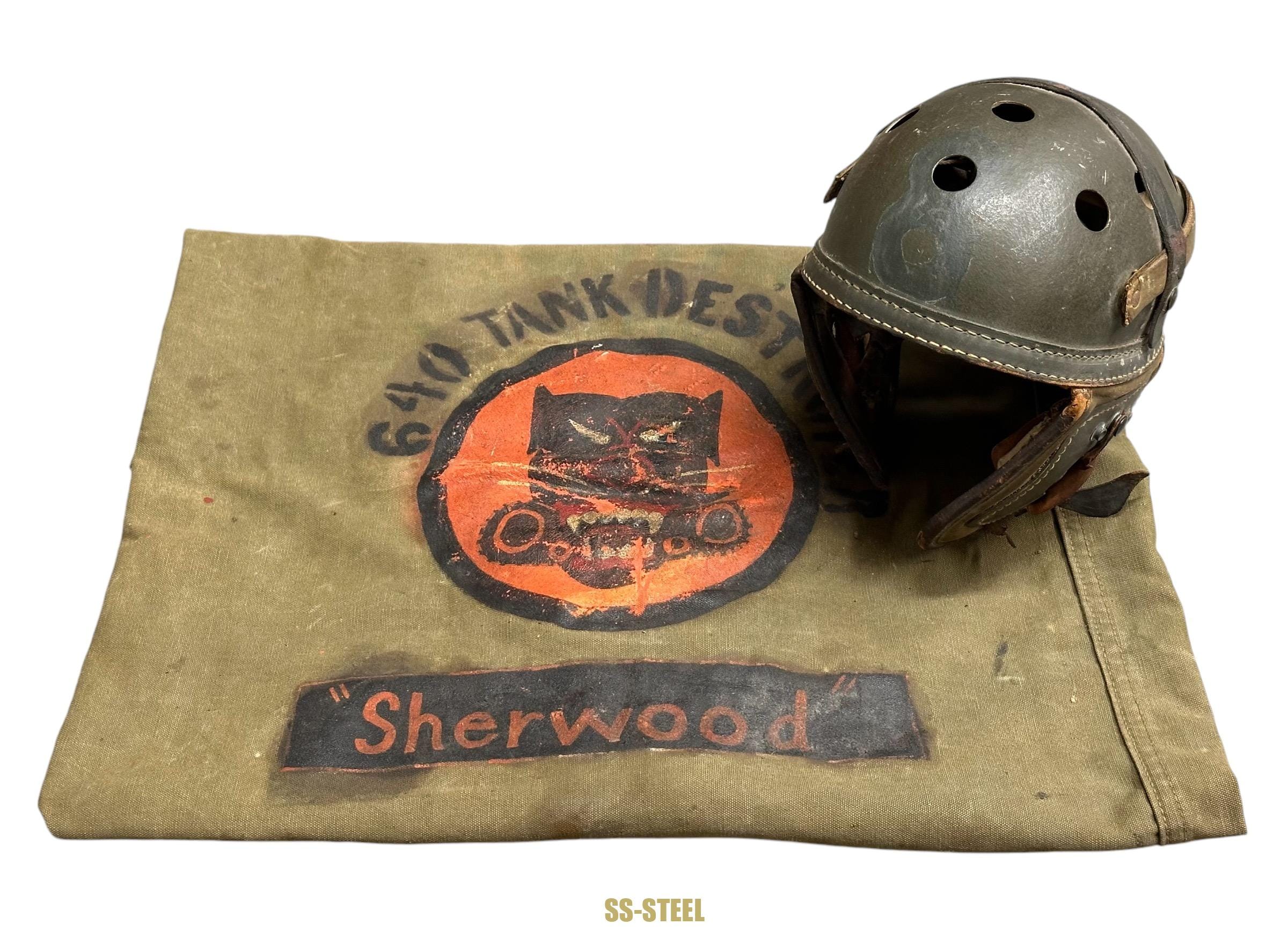 (G.B.) WWII US Tank Helmet w/ Vet Painted Sea Bag - Image 20