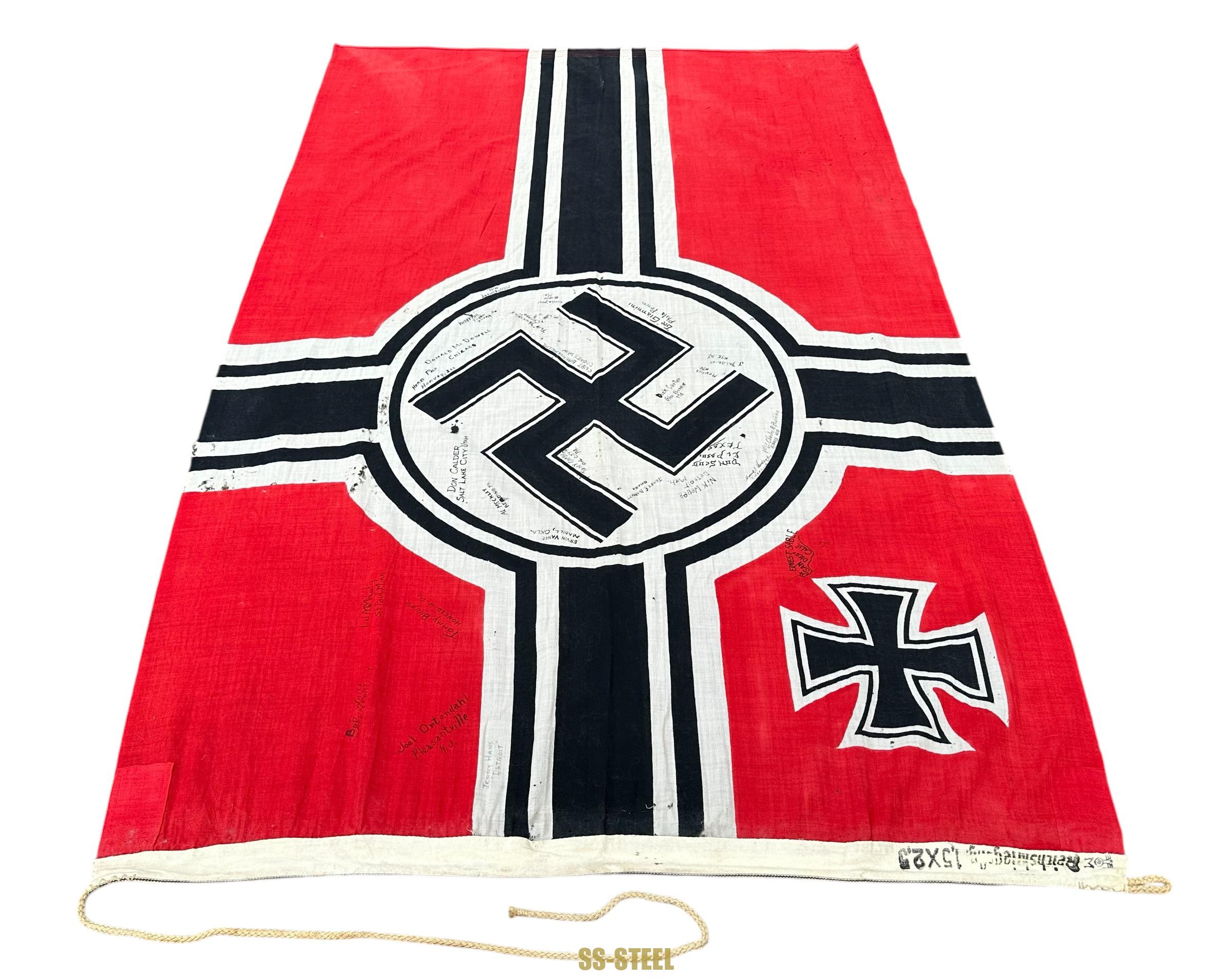 Kriegsmarine VET TROPHY SIGNED Flag - Image 4