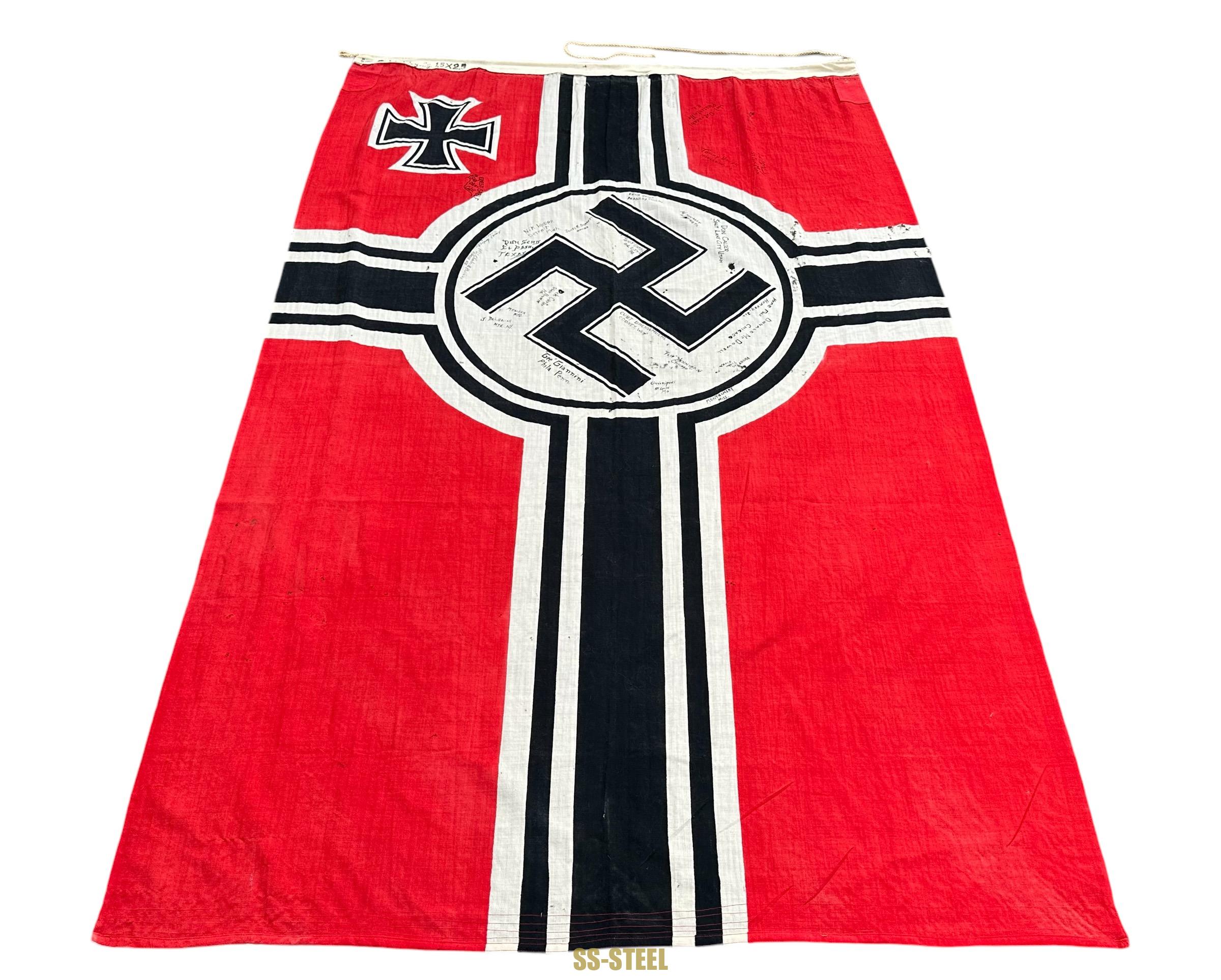 Kriegsmarine VET TROPHY SIGNED Flag - Image 5