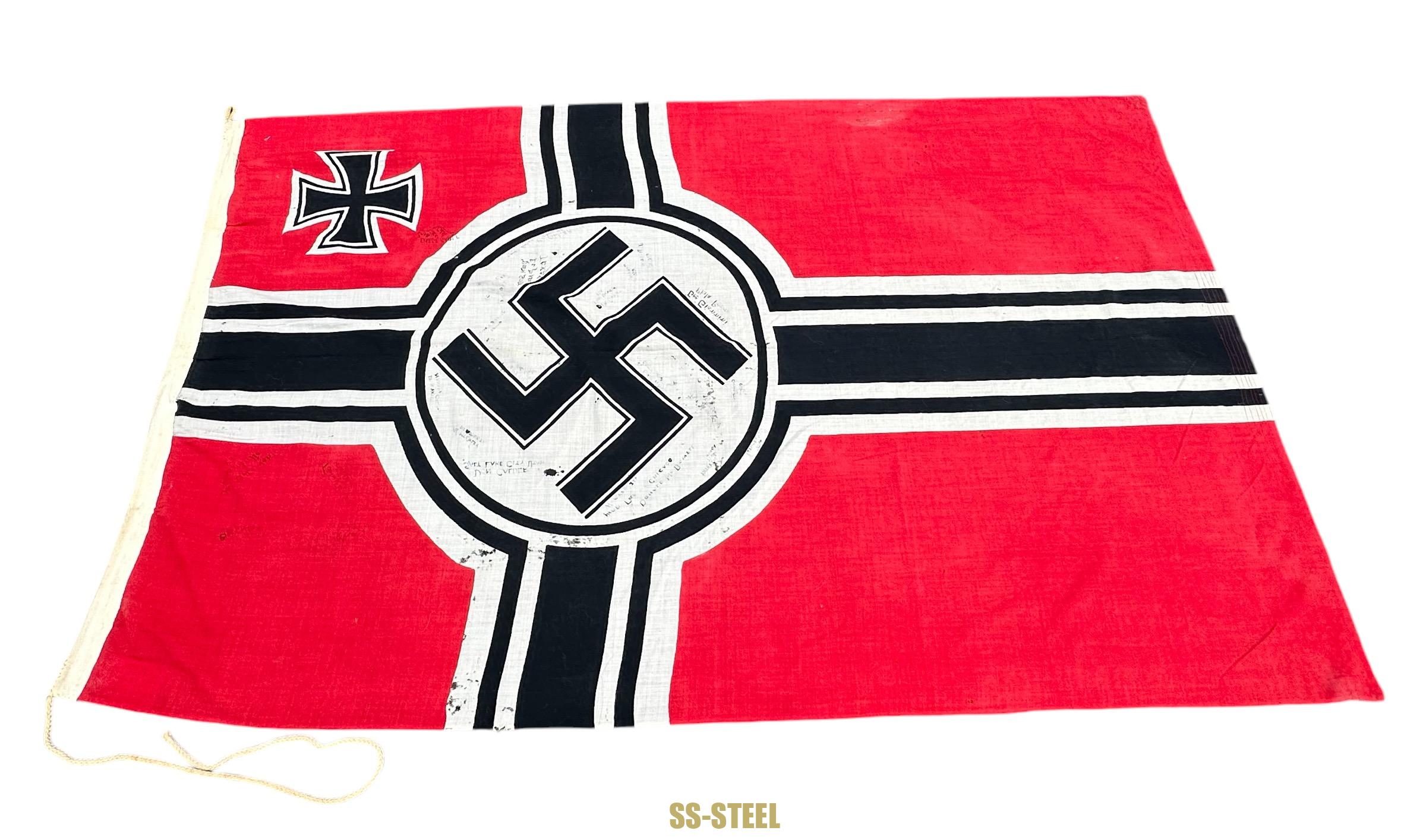 Kriegsmarine VET TROPHY SIGNED Flag - Image 16
