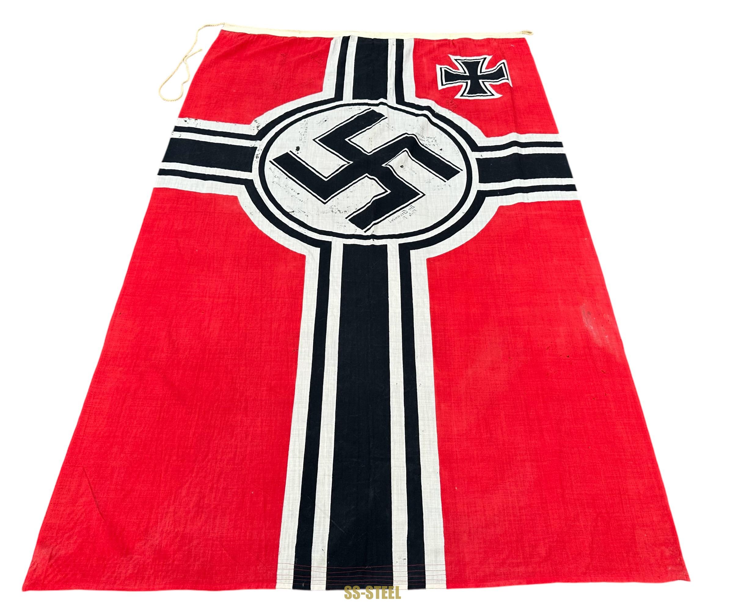 Kriegsmarine VET TROPHY SIGNED Flag - Image 18