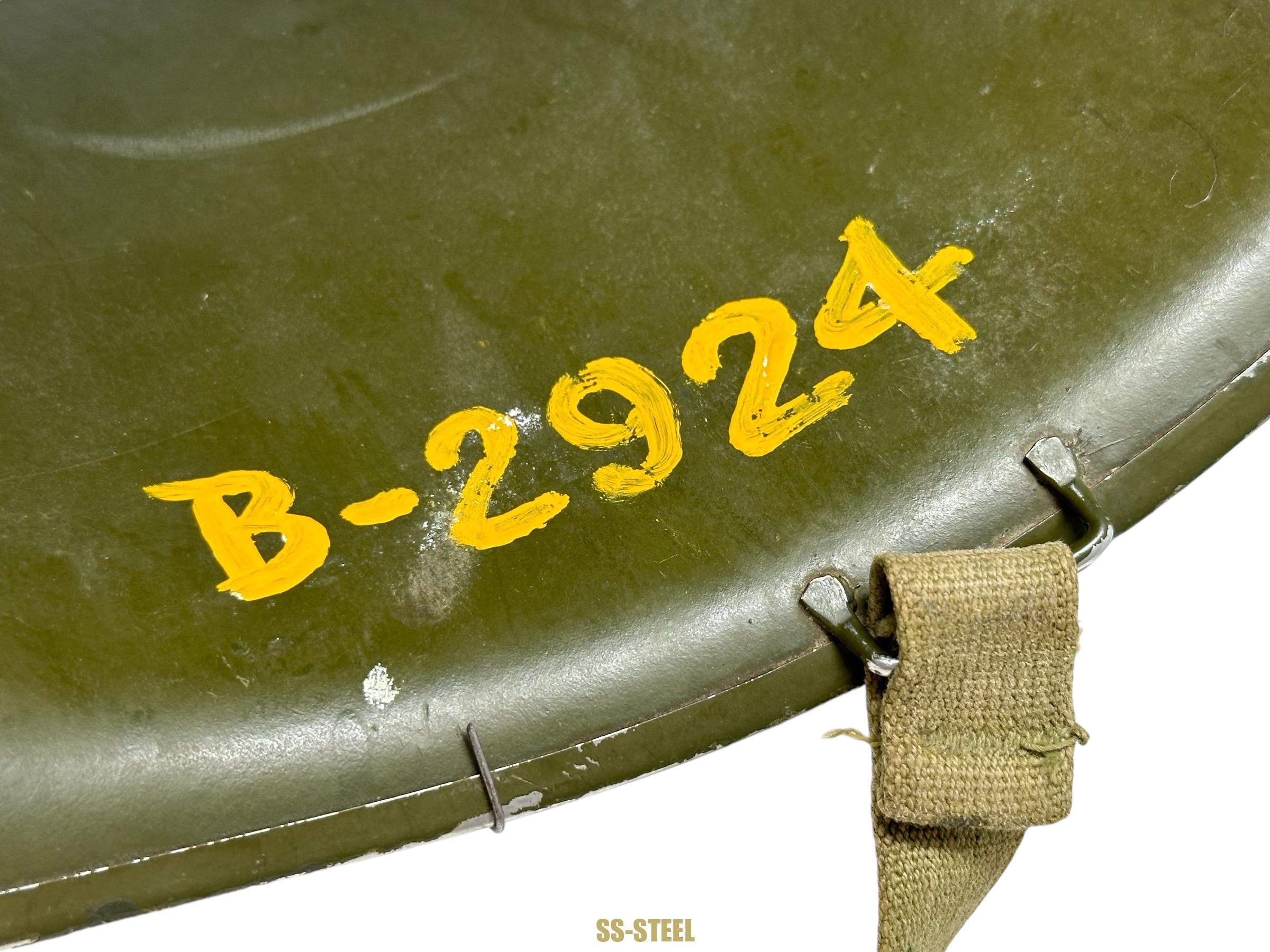 WWII US Captain Painted Camo Netted Helmet, Netted Liner - Image 22