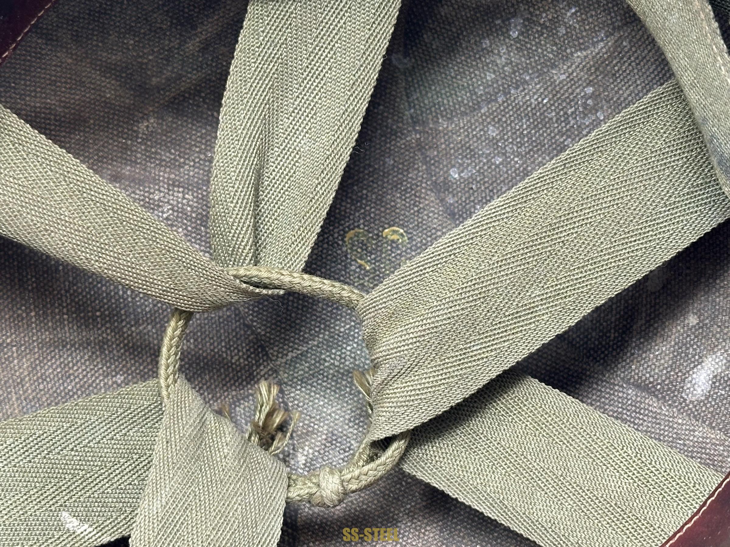 WWII US Captain Painted Camo Netted Helmet, Netted Liner - Image 31