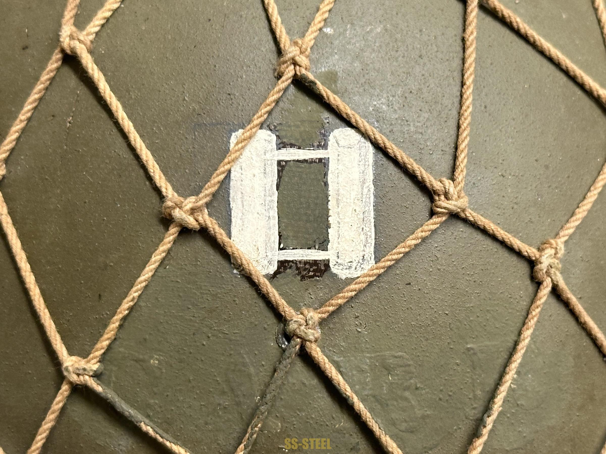 WWII US Captain Painted Camo Netted Helmet, Netted Liner - Image 41