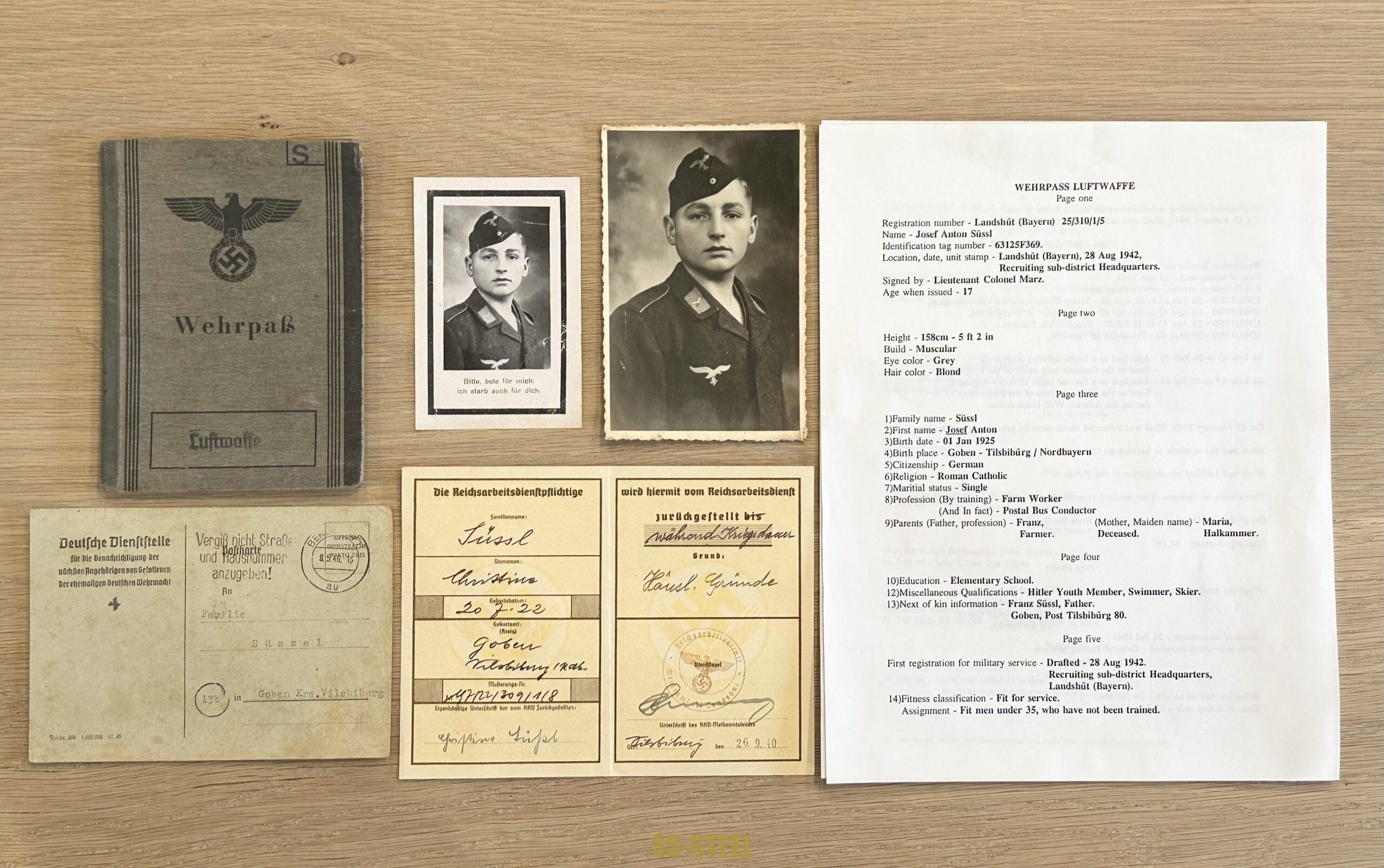 Luftwaffe Paratrooper FJ RGT 1 Wehrpass KIA Italy