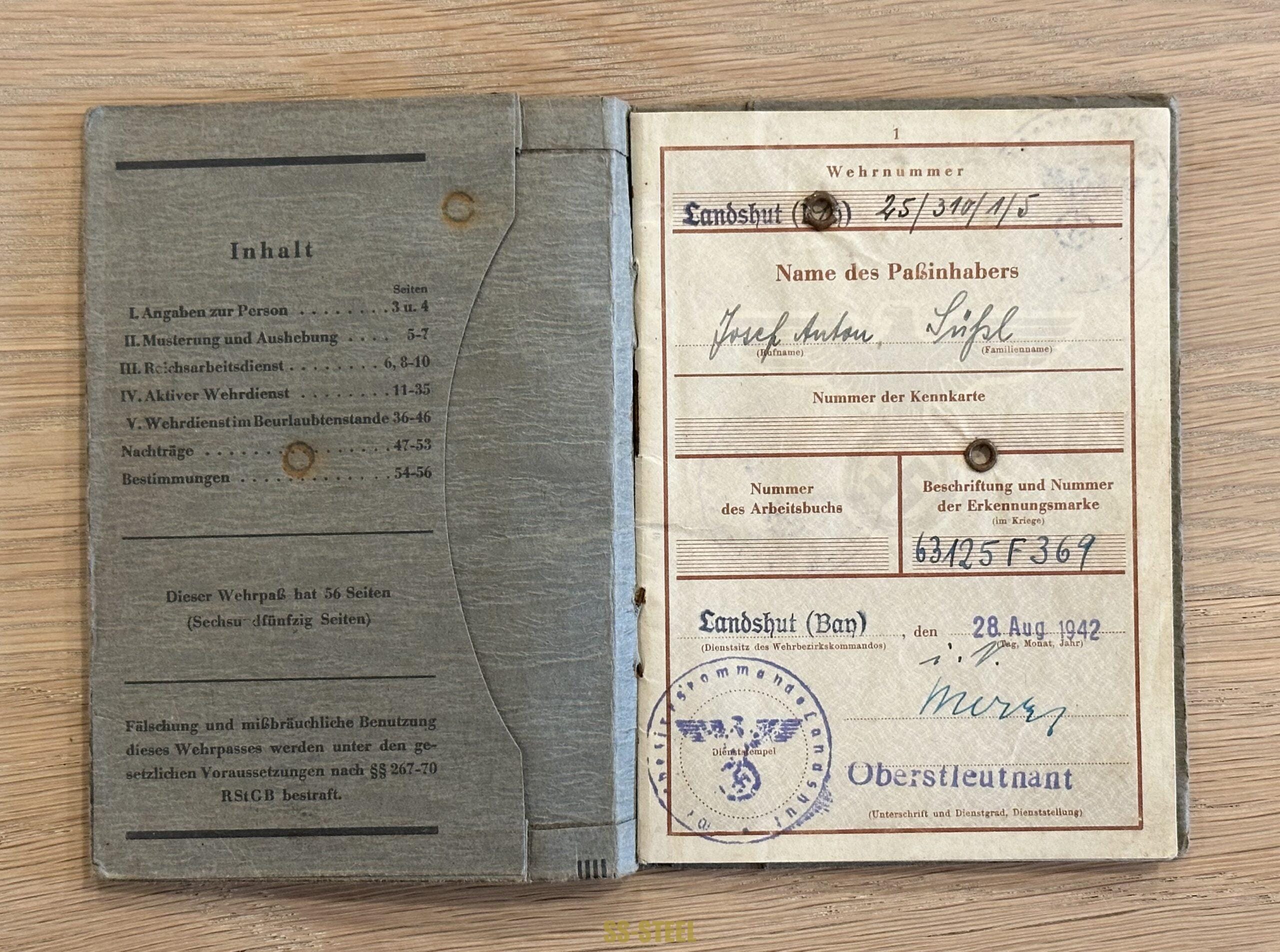 Luftwaffe Paratrooper FJ RGT 1 Wehrpass KIA Italy - Image 3