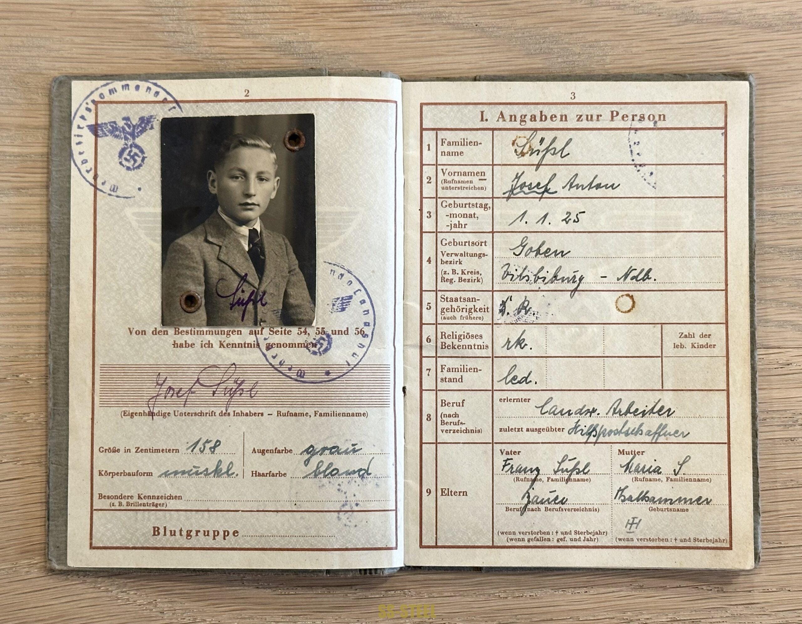 Luftwaffe Paratrooper FJ RGT 1 Wehrpass KIA Italy - Image 4