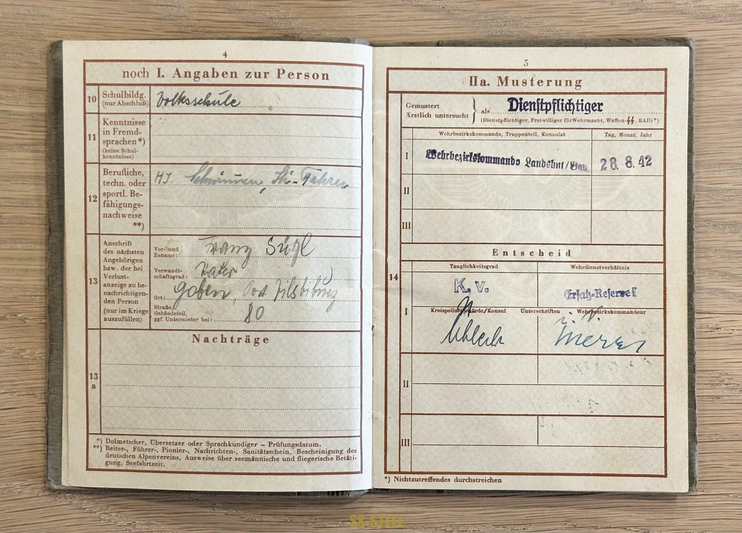 Luftwaffe Paratrooper FJ RGT 1 Wehrpass KIA Italy - Image 6