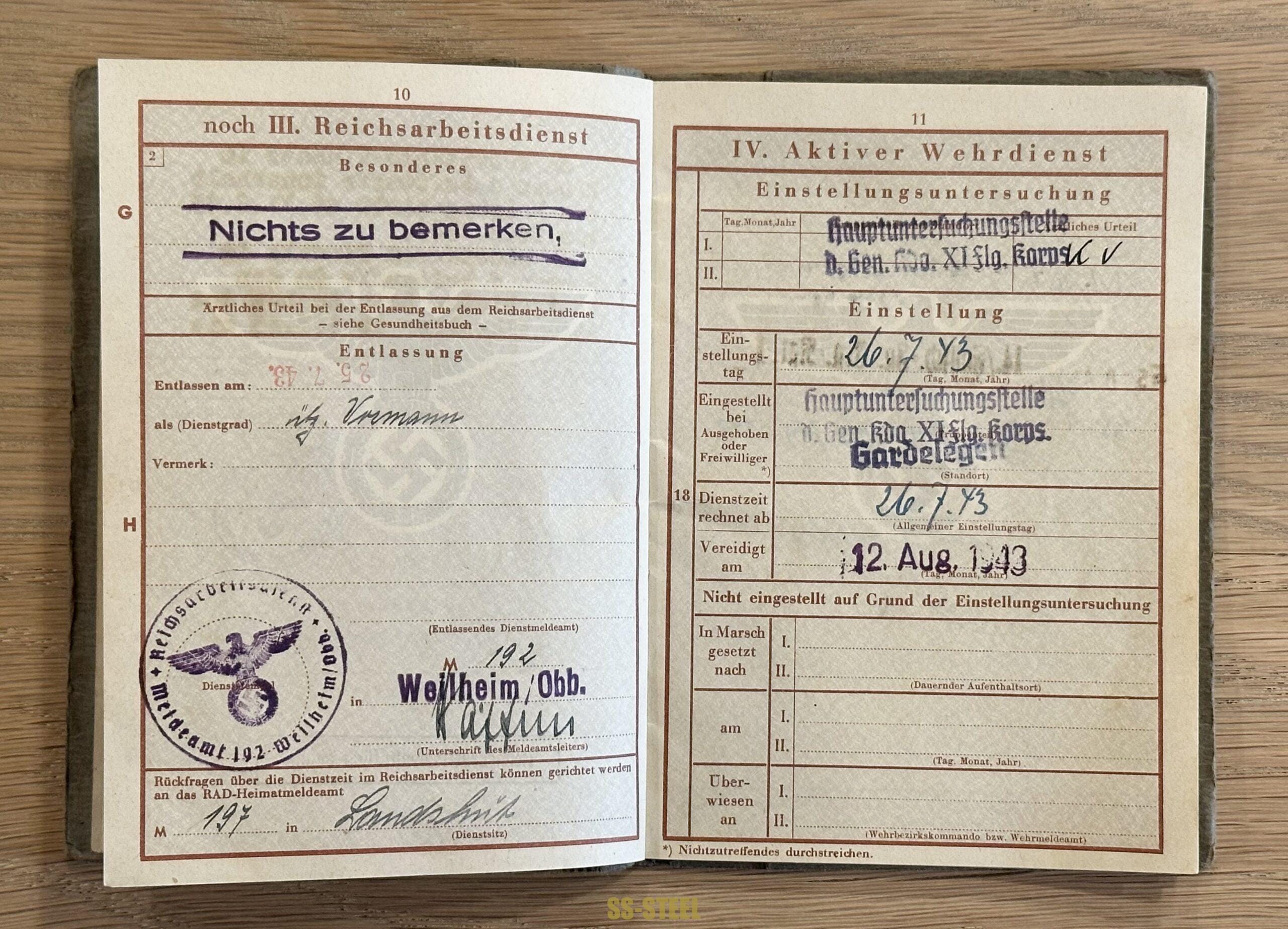 Luftwaffe Paratrooper FJ RGT 1 Wehrpass KIA Italy - Image 9