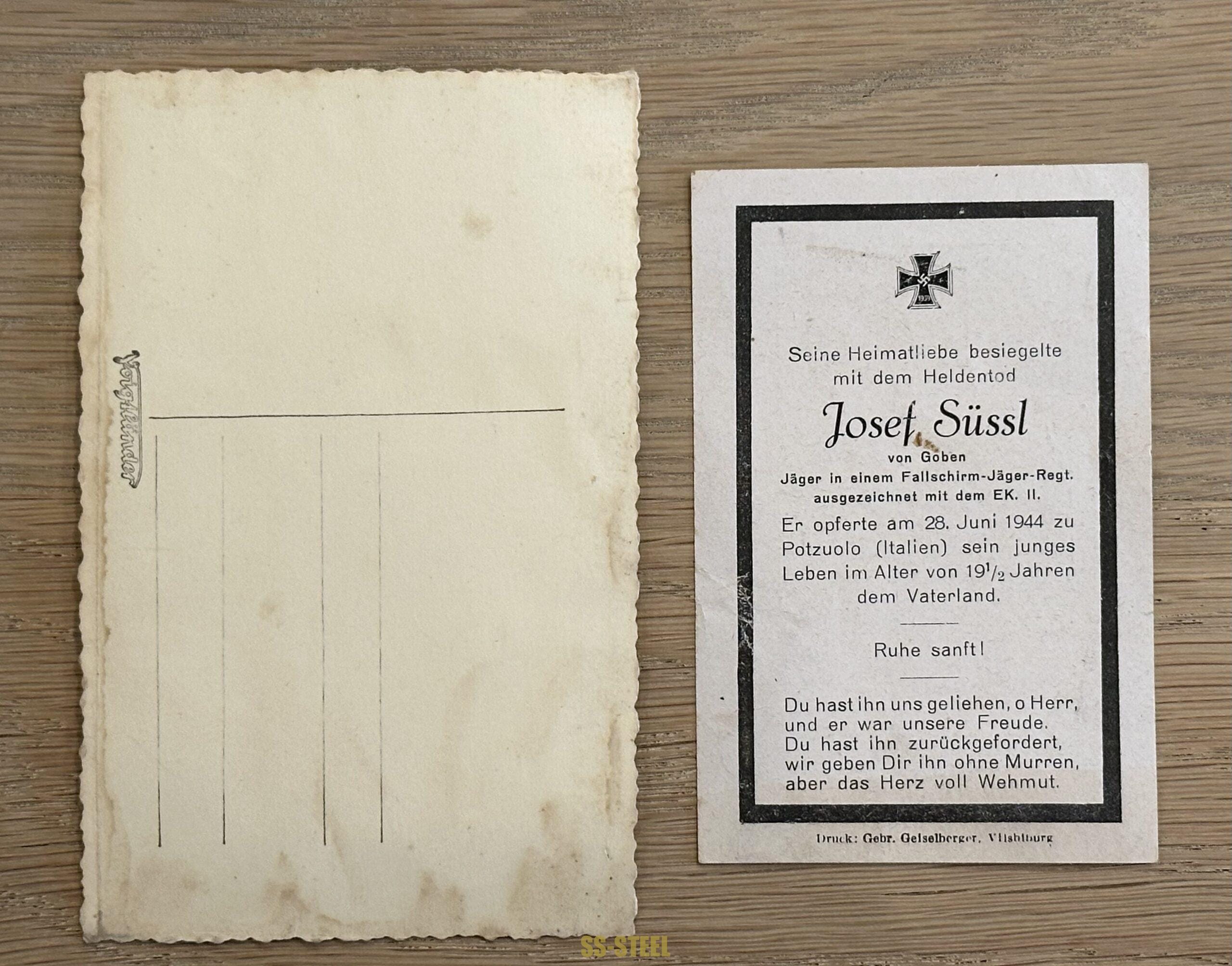 Luftwaffe Paratrooper FJ RGT 1 Wehrpass KIA Italy - Image 16