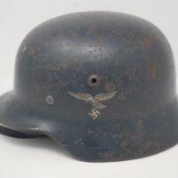 Very Heavily Service Used LW M35 Helmet, Droop Tail, Named