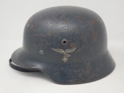 Very Heavily Service Used LW M35 Helmet, Droop Tail, Named