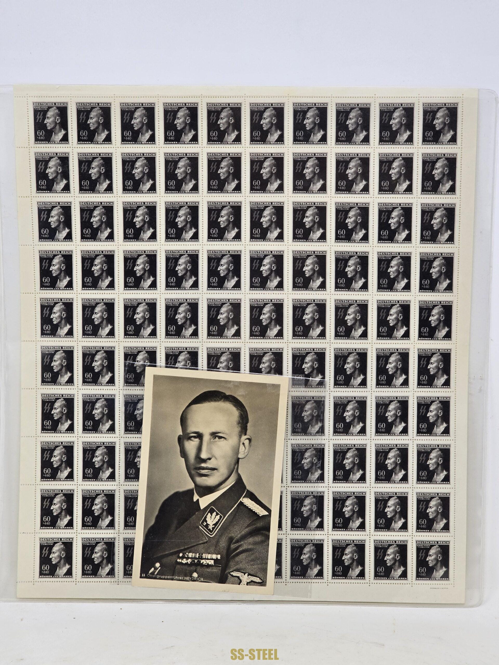 Sheet of Reinhard Heydrich Postage Stamps