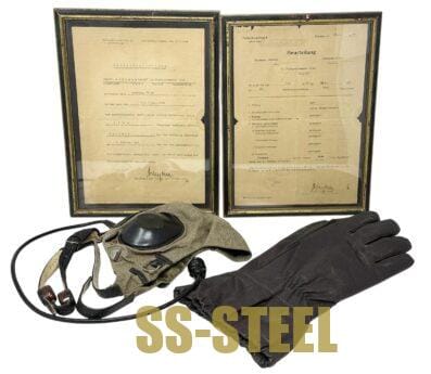 Luftwaffe LKpS101 Helmet, Pilot Gloves, Jump School Document