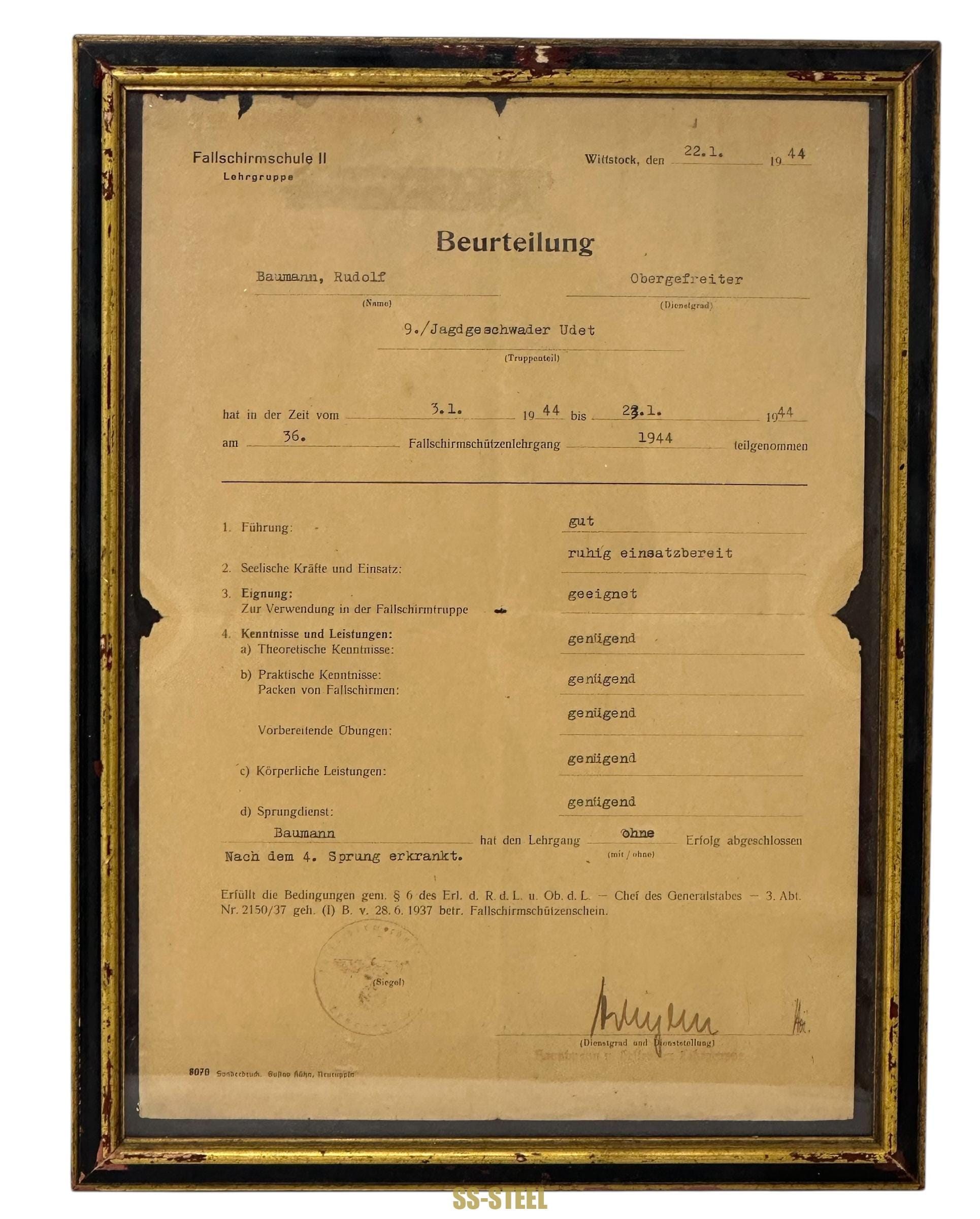 Luftwaffe LKpS101 Helmet, Pilot Gloves, Jump School Document - Image 22