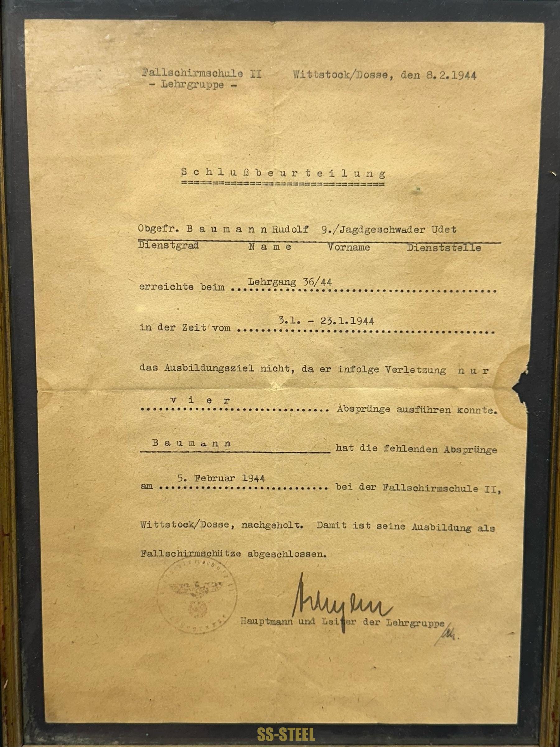 Luftwaffe LKpS101 Helmet, Pilot Gloves, Jump School Document - Image 23