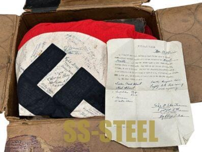 US Veteran Signed Flag M35 NSKK Helmet Map Case Banner-Capture Papers & Box - Image 4