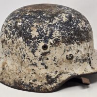 Heavily Service Used Winter Camo Heer Helmet, SE64