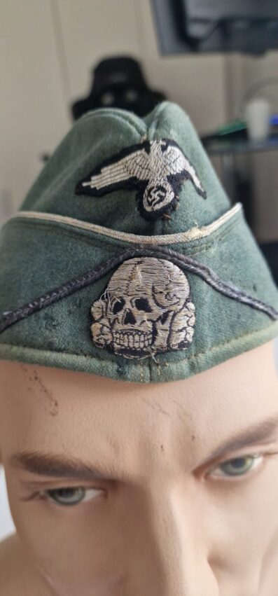 Service Used Waffen-SS Combat Engineer Officer's Schiffchen - Image 3