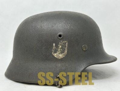 SS M40 Single Decal Helmet Battle Damage