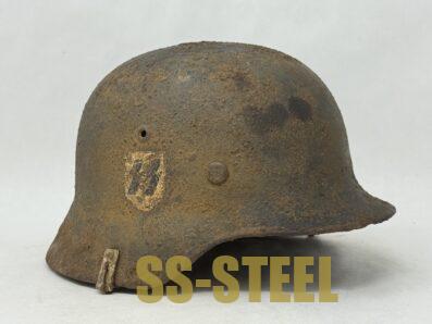 SS M35 Double Decal Helmet with Camo Cover Clips - Image 3