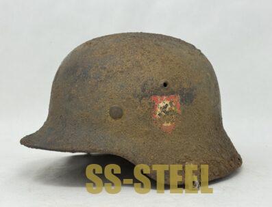 SS M35 Double Decal Helmet with Camo Cover Clips - Image 5