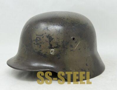 D.Sw. Luftwaffe M35 Camo Helmet -Named/Unit Marked - Image 3