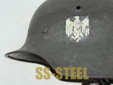 Heer M35 Double Decal Camo Helmet -PIONIER Unit Marked - Image 14