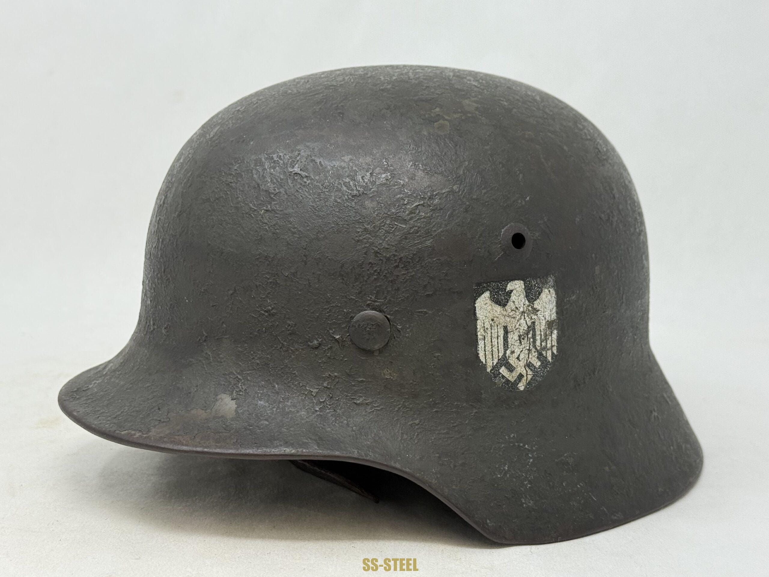 Heer M35 Double Decal Camo Helmet -PIONIER Unit Marked - Image 2