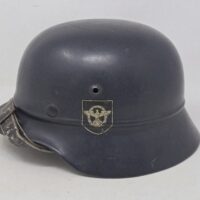 Sharp, Beaded Luftschutz Polizei M35 Helmet, Bordered Decals.