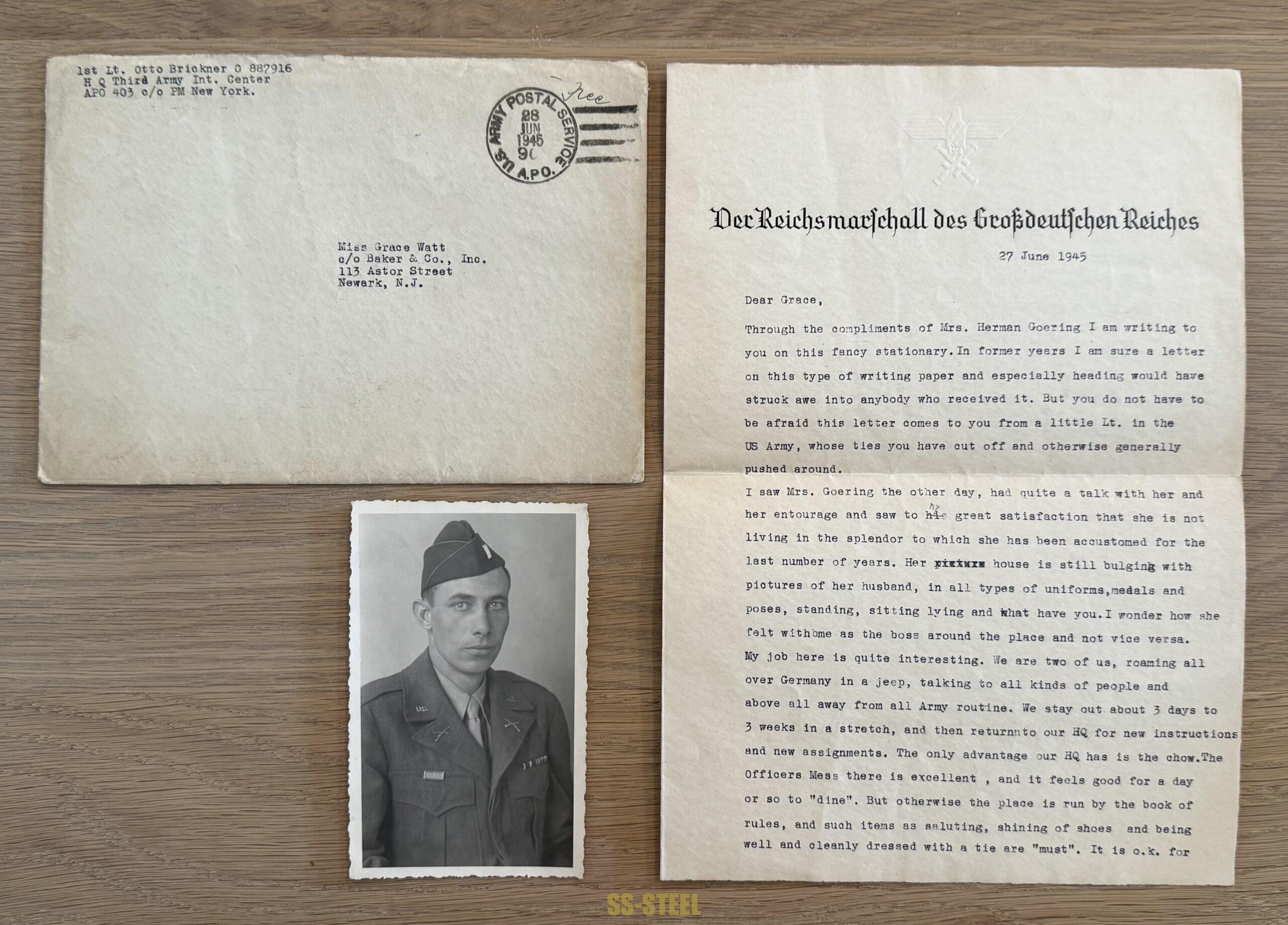 US VET Letter Home on REICHSMARSCHALL Goering Stationary