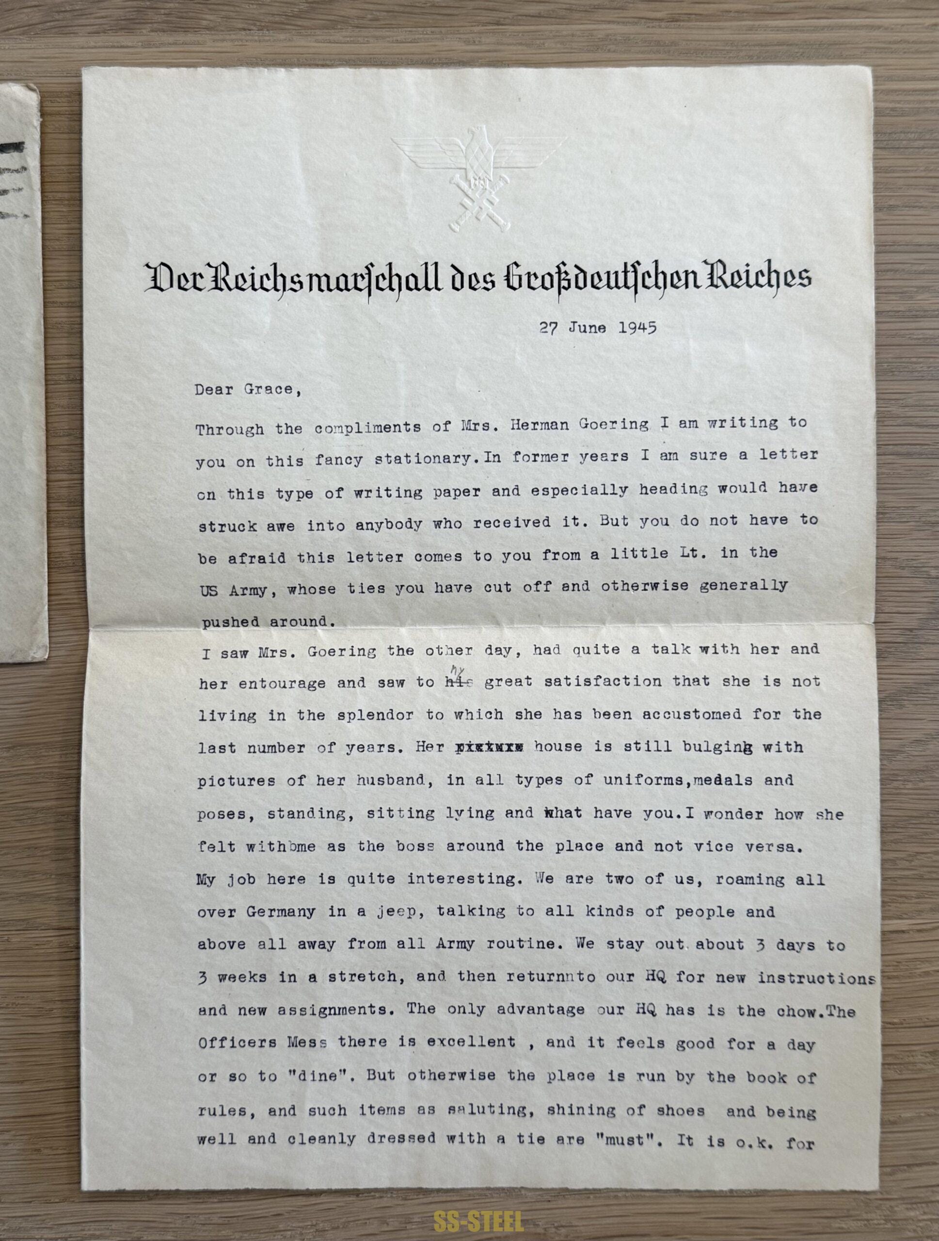 US VET Letter Home on REICHSMARSCHALL Goering Stationary - Image 4