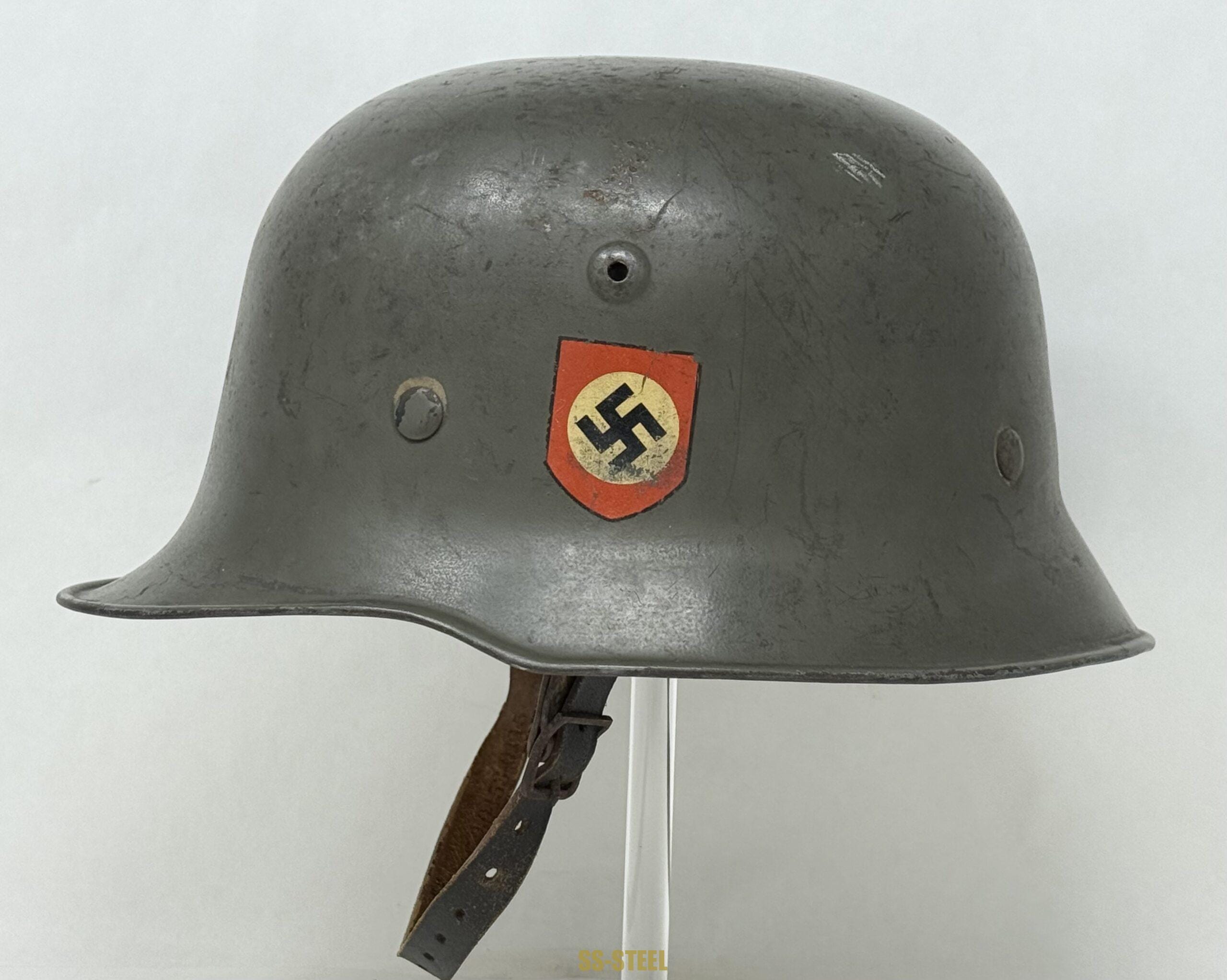 M34 SS ‘Sicherheitsdienst SD’ double decal Edelstahl Helmet - Image 5