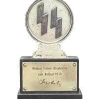 Heydrich Julfest SS Plaque Presented to His Adjutant