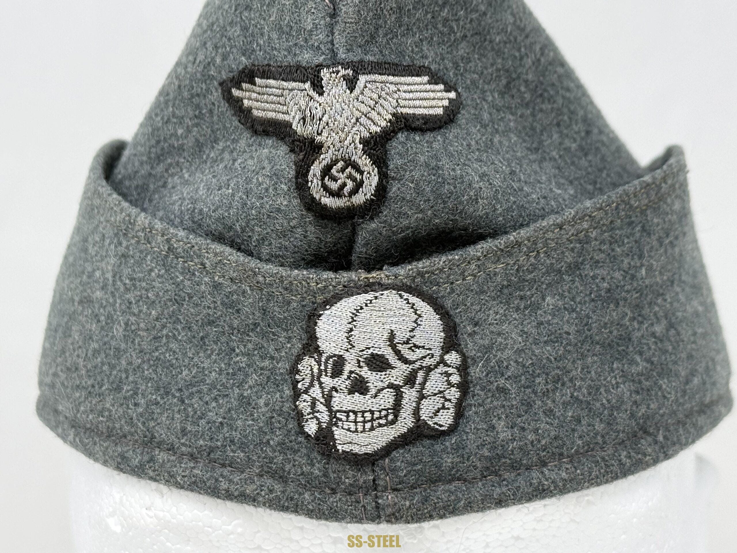 SS NCO or Officer M40 Schiffchen Cap -Flatwire - Image 10