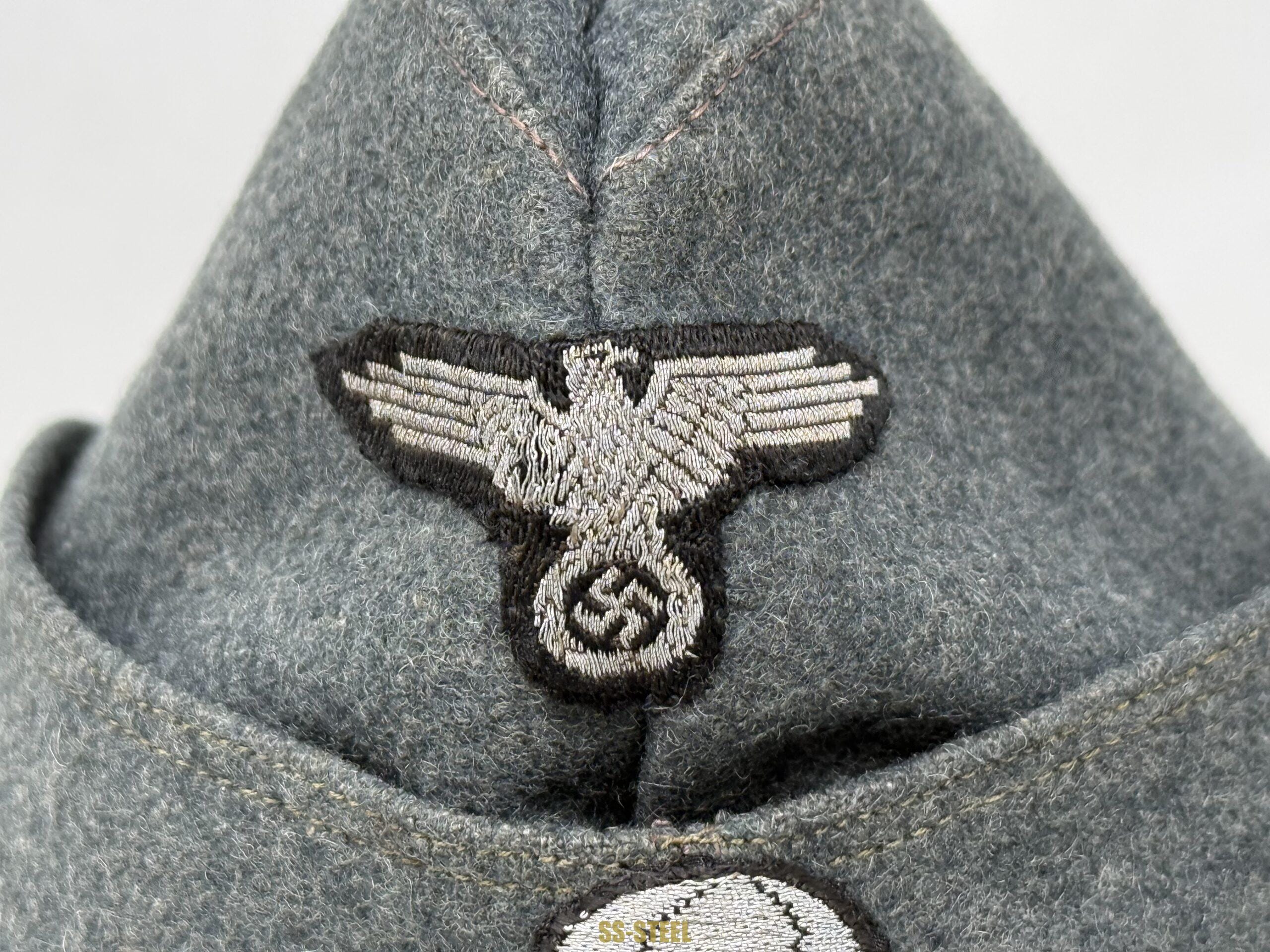 SS NCO or Officer M40 Schiffchen Cap -Flatwire - Image 14