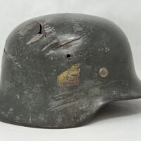 Heer M35 Double Decal Whitewah Camo Battle Damage Helmet