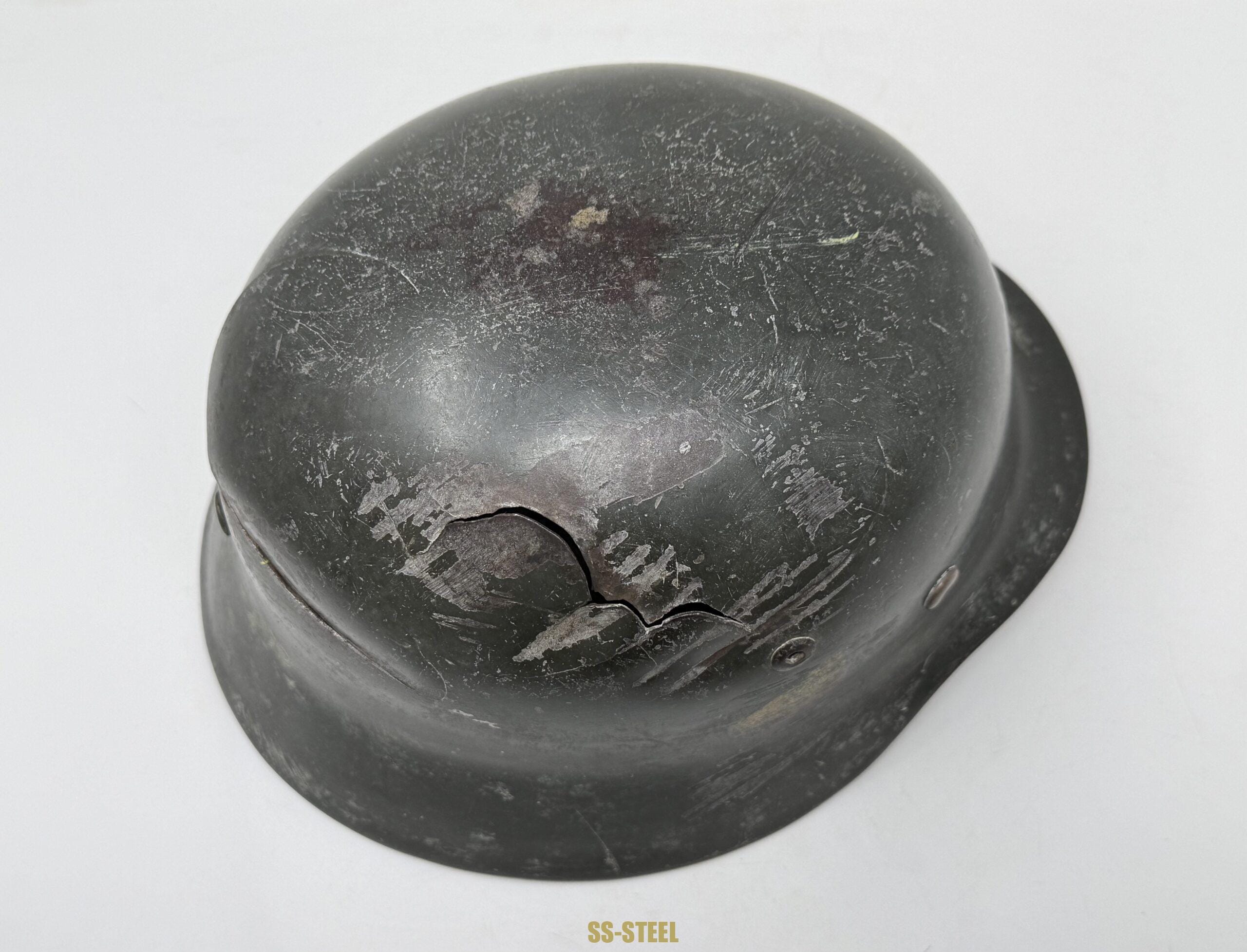 Heer M35 Double Decal Whitewah Camo Battle Damage Helmet - Image 7