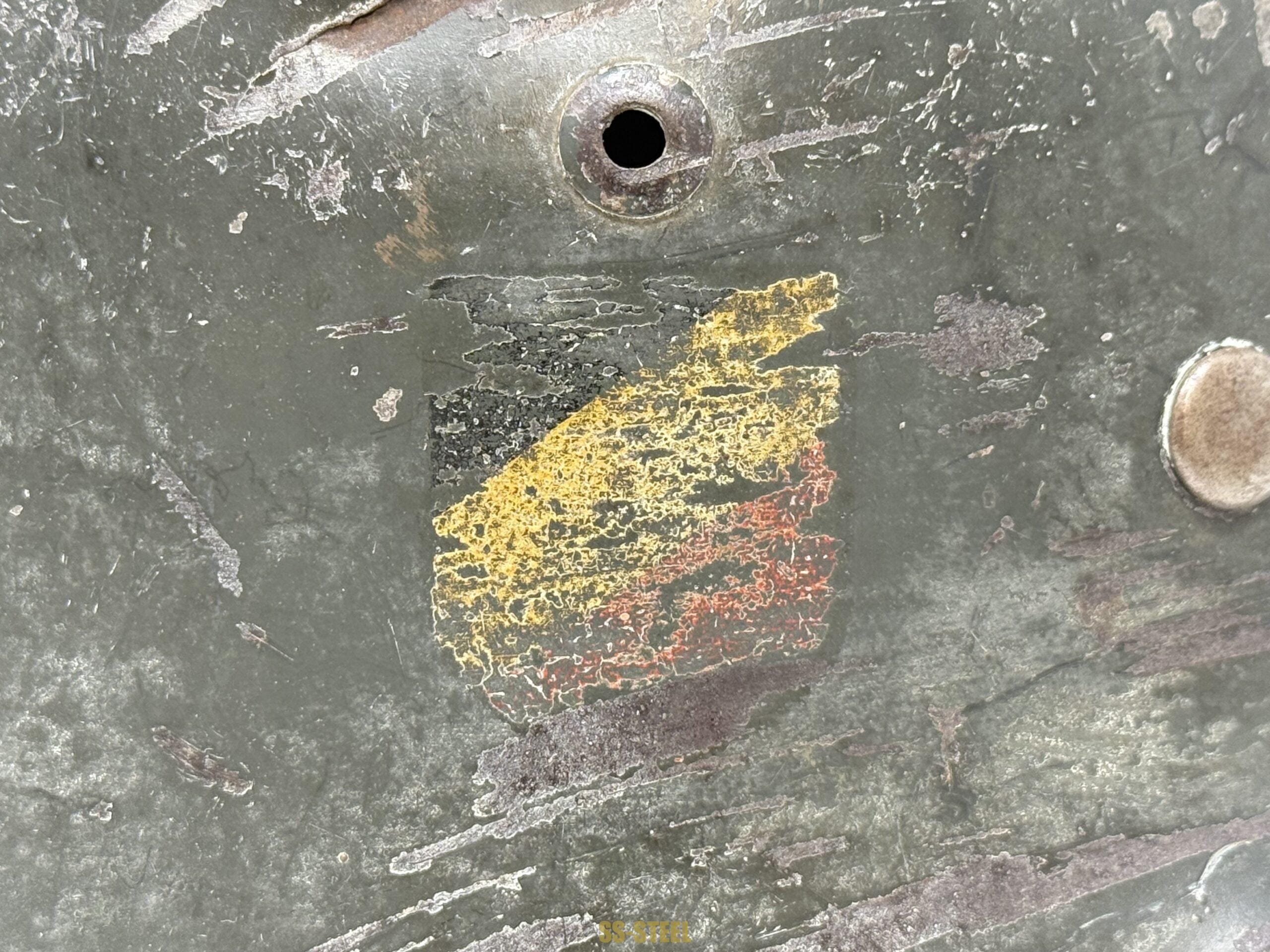 Heer M35 Double Decal Whitewah Camo Battle Damage Helmet - Image 14