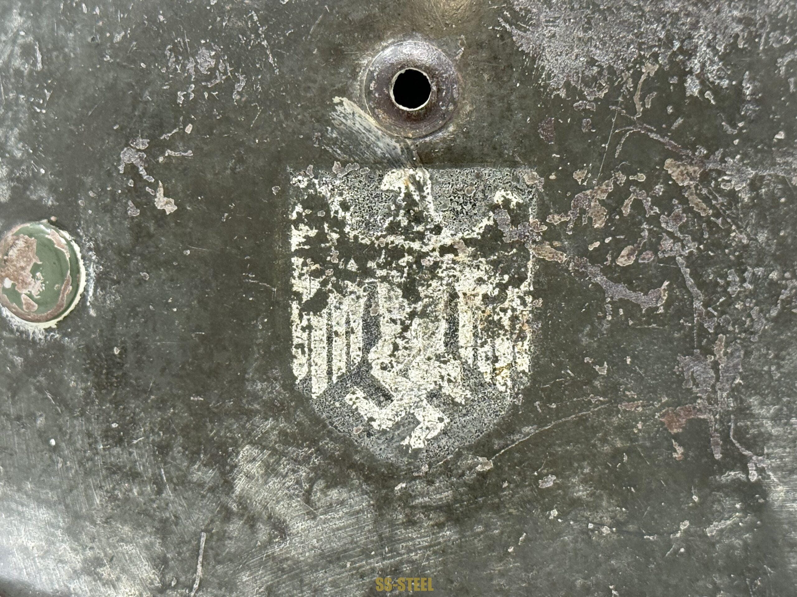 Heer M35 Double Decal Whitewah Camo Battle Damage Helmet - Image 17