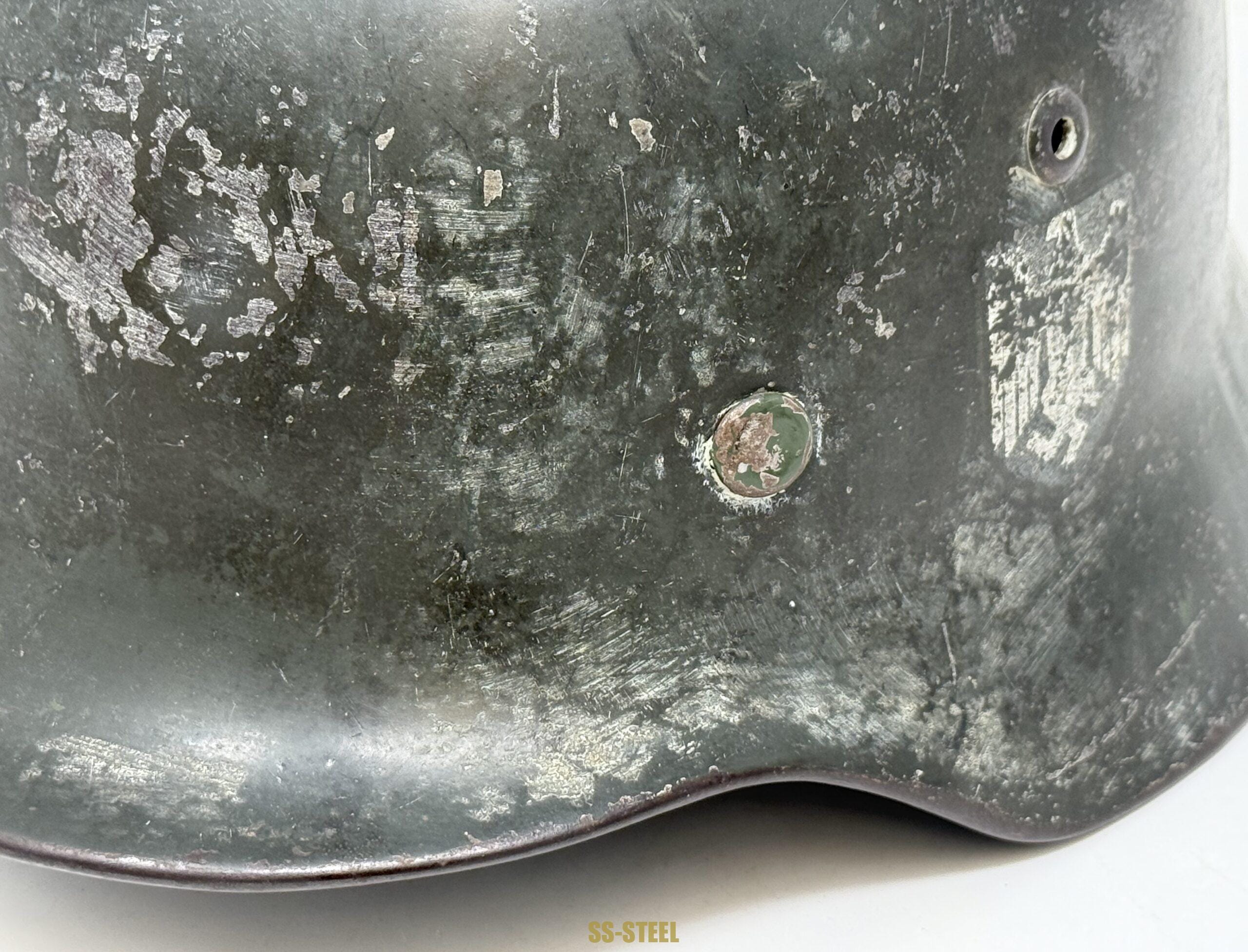 Heer M35 Double Decal Whitewah Camo Battle Damage Helmet - Image 22