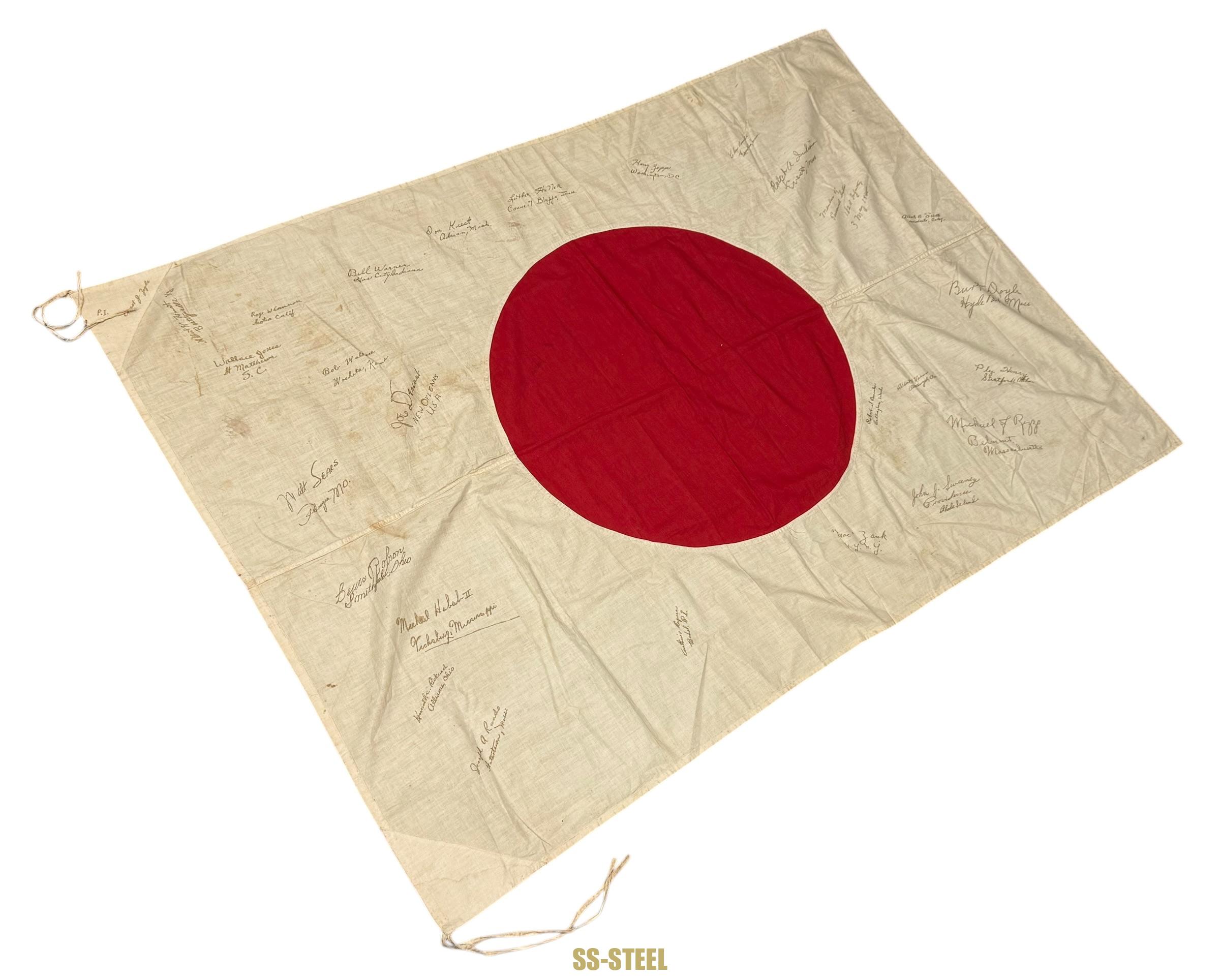 Captured Japanese Barracks Flag-Veteran Signed 182nd Infantry - Image 10
