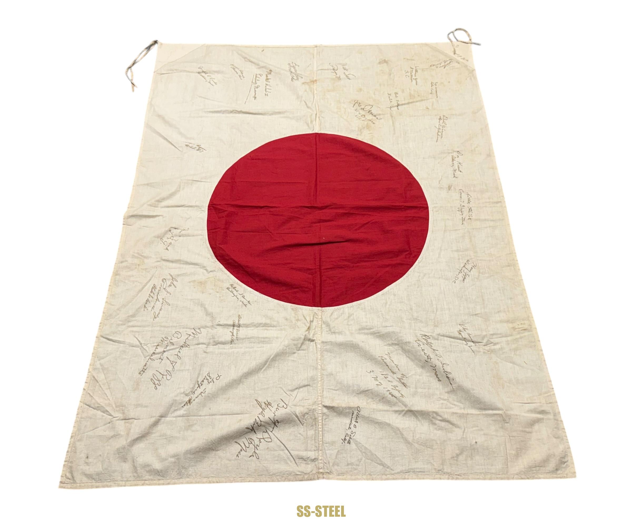 Captured Japanese Barracks Flag-Veteran Signed 182nd Infantry - Image 5