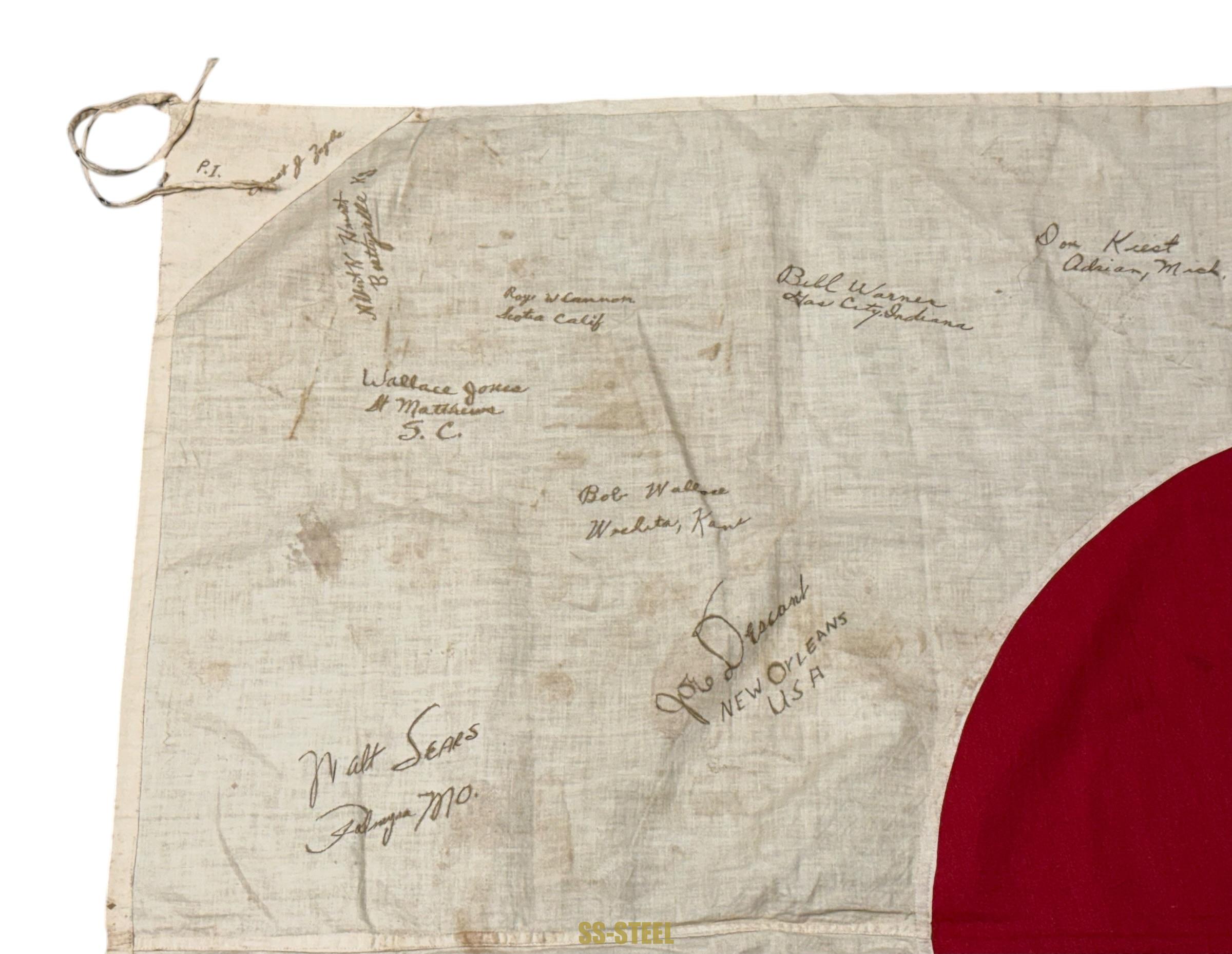 Captured Japanese Barracks Flag-Veteran Signed 182nd Infantry - Image 6