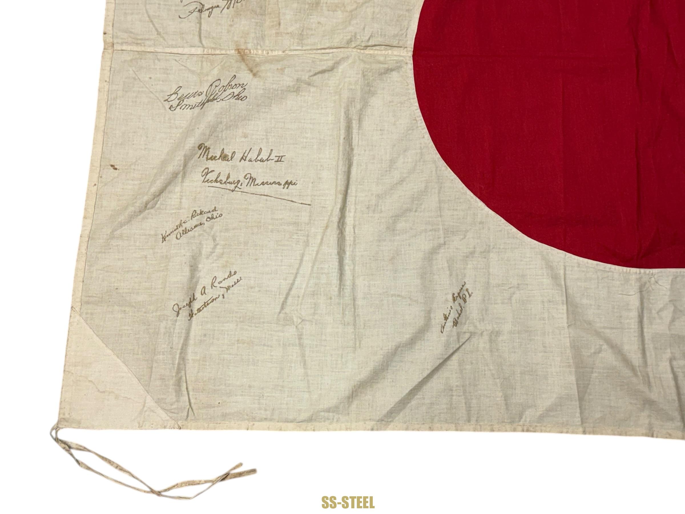 Captured Japanese Barracks Flag-Veteran Signed 182nd Infantry - Image 7